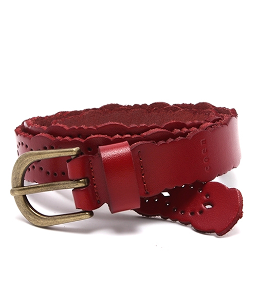 coen(コーエン)の「パンチングレザーベルト(ベルト・レディース・ホワイト/ダークブラウン/レッド/マスタード・フリー)」の1枚目の写真