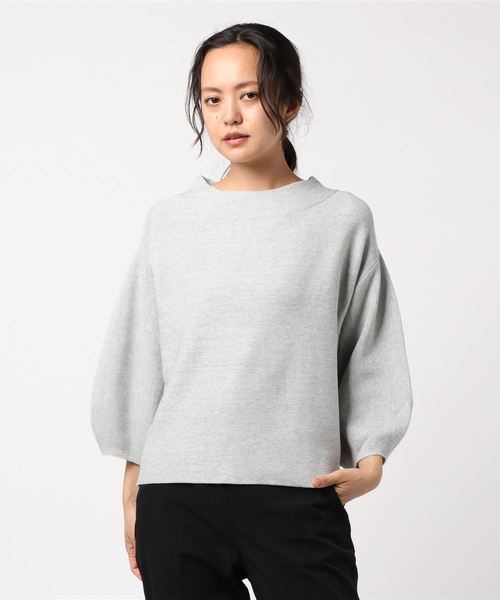TRUDEA(トルディア)の「ガーター編み ラメ入りバルーンスリーブ ボートネックニットプルオーバー(ニット/セーター・レディース・ライトグレー/ブラック/モカ・MEDIUM/LARGE)」の6枚目の写真