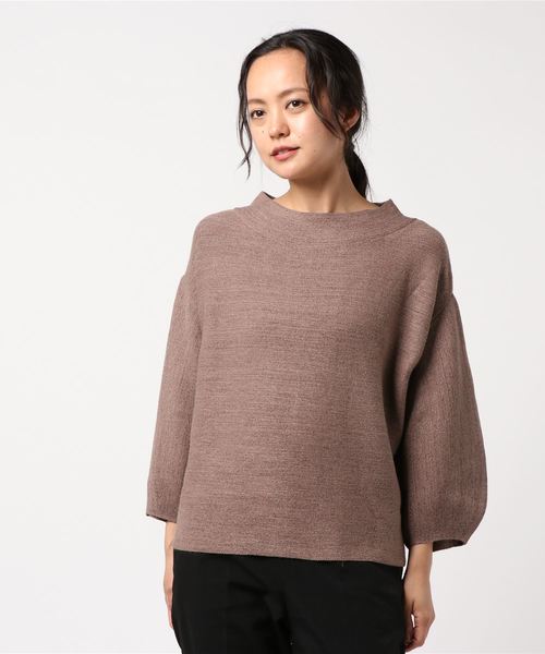 TRUDEA(トルディア)の「ガーター編み ラメ入りバルーンスリーブ ボートネックニットプルオーバー(ニット/セーター・レディース・ライトグレー/ブラック/モカ・MEDIUM/LARGE)」の8枚目の写真