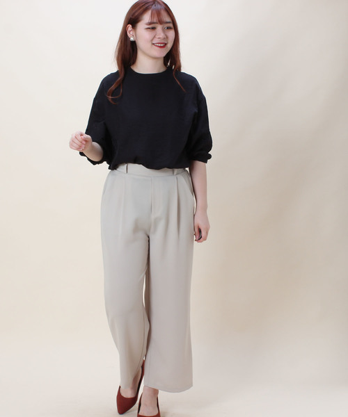 TRUDEA(トルディア)の「ガーター編み ラメ入りバルーンスリーブ ボートネックニットプルオーバー(ニット/セーター・レディース・ライトグレー/ブラック/モカ・MEDIUM/LARGE)」の12枚目の写真