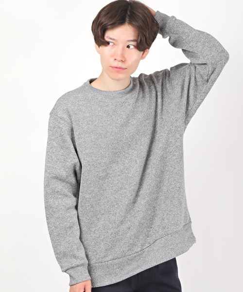 LUXSTYLE(ラグスタイル)の「フリースクルーネックニット(ニット/セーター・メンズ・ブラック/ベージュ/ネイビー/杢グレー/グレー系その他/グレー系その他2・M/L)」の3枚目の写真