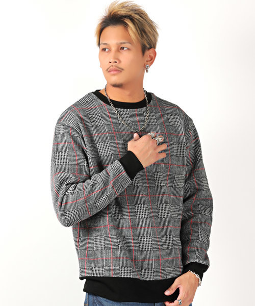 LUXSTYLE(ラグスタイル)の「フリースクルーネックニット(ニット/セーター・メンズ・ブラック/ベージュ/ネイビー/杢グレー/グレー系その他/グレー系その他2・M/L)」の4枚目の写真