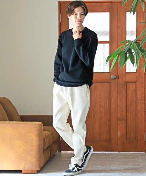 LUXSTYLE(ラグスタイル)の「フリースクルーネックニット(ニット/セーター・メンズ・ブラック/ベージュ/ネイビー/杢グレー/グレー系その他/グレー系その他2・M/L)」の12枚目の写真