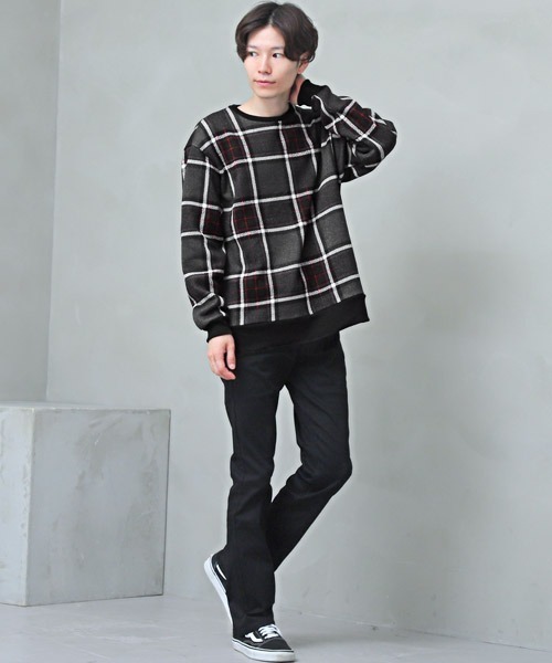 LUXSTYLE(ラグスタイル)の「フリースクルーネックニット(ニット/セーター・メンズ・ブラック/ベージュ/ネイビー/杢グレー/グレー系その他/グレー系その他2・M/L)」の13枚目の写真