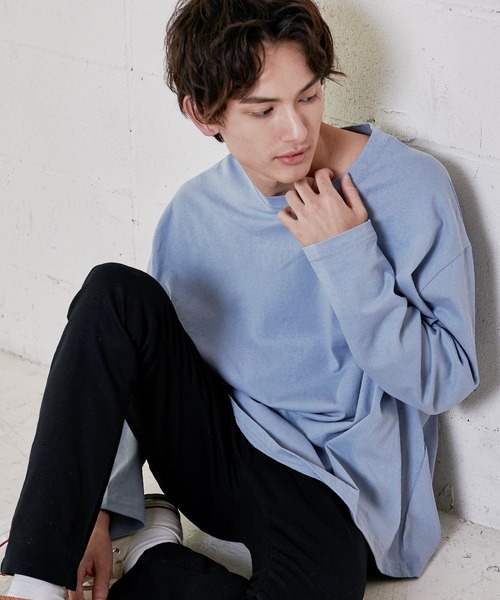 Rocky Monroe（ロッキーモンロー）の「オーバーサイズ ビッグシルエット ロングスリーブTシャツ（Tシャツ/カットソー・メンズ・ブラック/ブラウン/グリーン/ライトブルー/オフホワイト・M/L）」の21枚目の写真