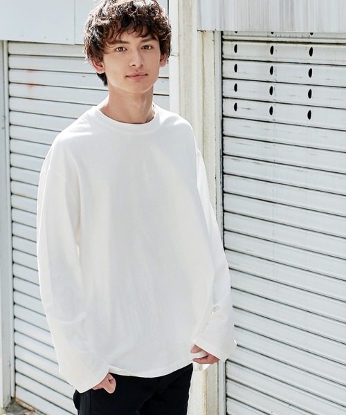 Rocky Monroe（ロッキーモンロー）の「オーバーサイズ ビッグシルエット ロングスリーブTシャツ（Tシャツ/カットソー・メンズ・ブラック/ブラウン/グリーン/ライトブルー/オフホワイト・M/L）」の8枚目の写真