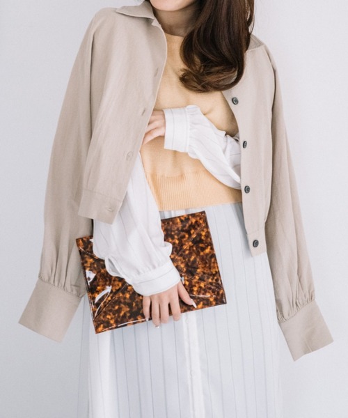 Mysa&Liina(ミーサリーナ)の「コンパクトギャザーシャツジャケット(シャツ/ブラウス・レディース・ベージュ/オフホワイト/ブルー・M)」の15枚目の写真