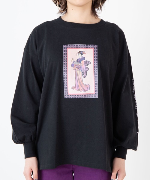 WEGO(ウィゴー)の「WEGO/和柄ロゴ刺繍ロンT(Tシャツ/カットソー・レディース・ホワイト/ブラック・FREE)」の8枚目の写真