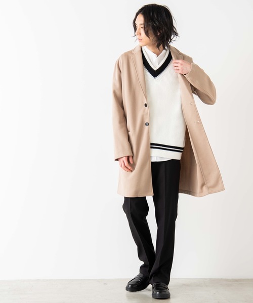 WEGO(ウィゴー)の「WEGO/ポンチチェスターコート(チェスターコート・メンズ・ブラック/ベージュ・MEDIUM/LARGE)」の3枚目の写真