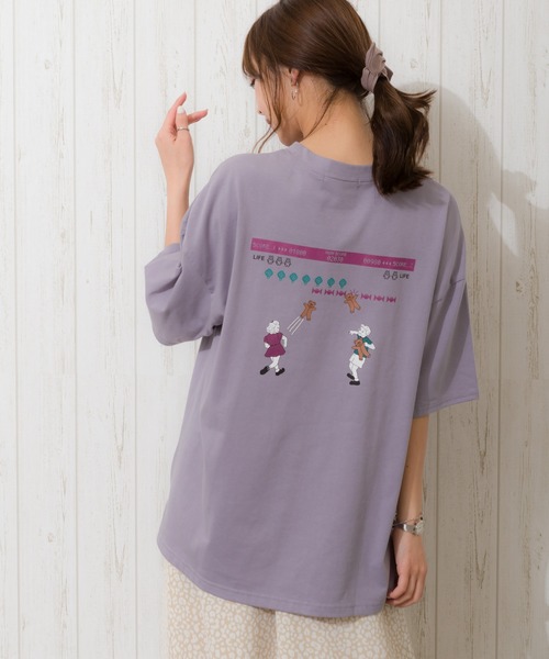 SpRay(スプレイ)の「インベーダー BIG Tシャツ(Tシャツ/カットソー・レディース・オフホワイト/アイボリー/スミクロ/ミント/ラベンダー・FREE)」の5枚目の写真