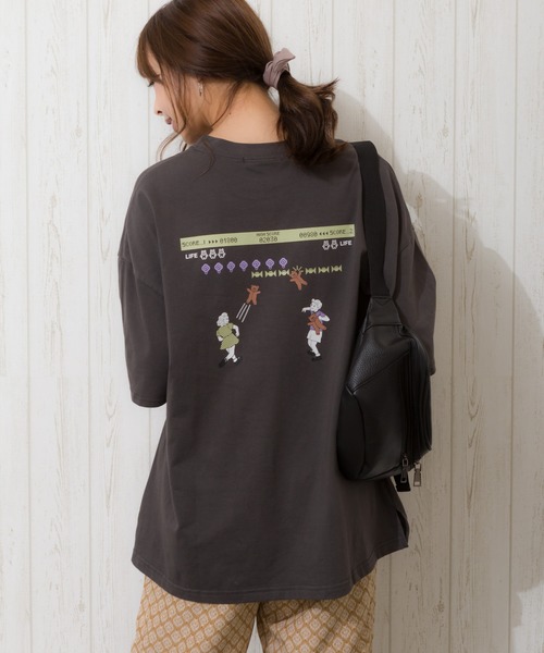 SpRay(スプレイ)の「インベーダー BIG Tシャツ(Tシャツ/カットソー・レディース・オフホワイト/アイボリー/スミクロ/ミント/ラベンダー・FREE)」の4枚目の写真