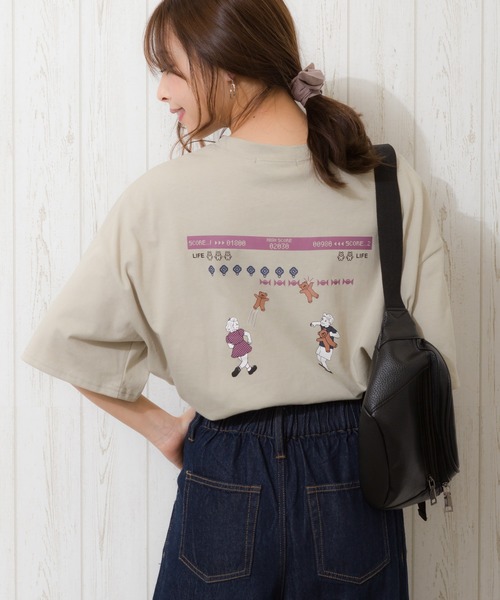 SpRay(スプレイ)の「インベーダー BIG Tシャツ(Tシャツ/カットソー・レディース・オフホワイト/アイボリー/スミクロ/ミント/ラベンダー・FREE)」の1枚目の写真