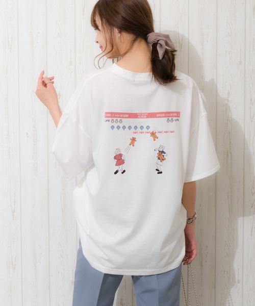 SpRay(スプレイ)の「インベーダー BIG Tシャツ(Tシャツ/カットソー・レディース・オフホワイト/アイボリー/スミクロ/ミント/ラベンダー・FREE)」の12枚目の写真