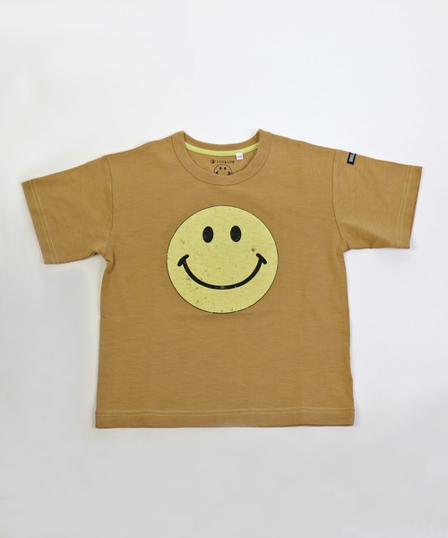 SMILEY FACE(スマイリーフェイス)の「SMILEY FACE/スマイリーフェイス ビックシルエットTシャツ(Tシャツ/カットソー・キッズ・チャコールグレー/ダークグリーン/オフホワイト/スモークピンク/テラコッタ・90cm/110cm/100cm/120cm/130cm/140cm)」の4枚目の写真