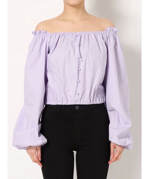 EMODA（エモダ）の「オフショルダータイトトップス（シャツ/ブラウス・レディース・ホワイト/ブラック/パープル/オレンジ・FREE）」の11枚目の写真