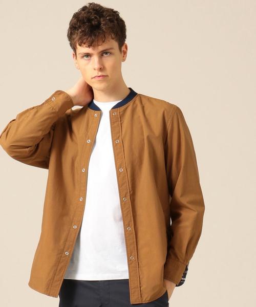 J.PRESS（ジェイプレス）の「【リバーシブル】リブカラー ストライプシャツブルゾン（シャツ/ブラウス・メンズ・ホワイト系1/ベージュ系1/ネイビー系1・MEDIUM/LARGE/X-LARGE）」の6枚目の写真