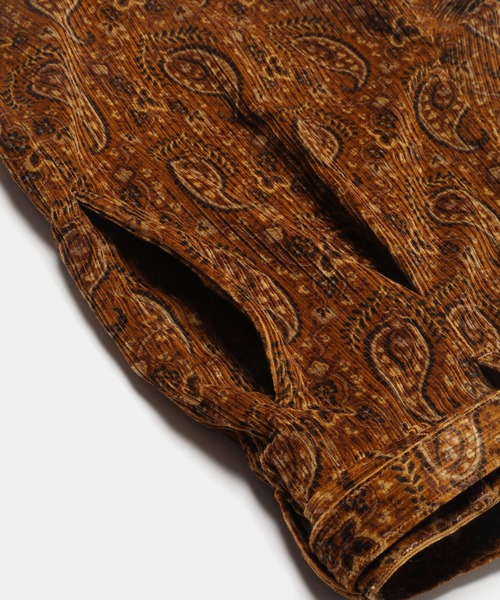 【美品】ミスターオリーブ ベルテッドワイドテーパードパンツ ペイズリー MR.OLIVE（ミスターオリーブ）の「PAISLEY PRINT CORDUROY