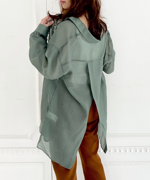 archives（アルシーヴ）の「backレイヤードスリットシャツ（シャツ/ブラウス・レディース・ブラウン/グリーン/アイボリー/ラベンダー/モカ・MEDIUM）」の5枚目の写真