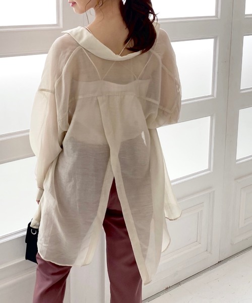 archives（アルシーヴ）の「backレイヤードスリットシャツ（シャツ/ブラウス・レディース・ブラウン/グリーン/アイボリー/ラベンダー/モカ・MEDIUM）」の2枚目の写真