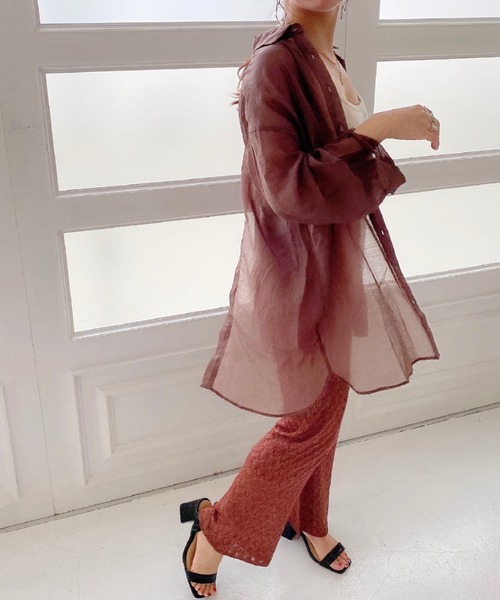 archives（アルシーヴ）の「backレイヤードスリットシャツ（シャツ/ブラウス・レディース・ブラウン/グリーン/アイボリー/ラベンダー/モカ・MEDIUM）」の16枚目の写真