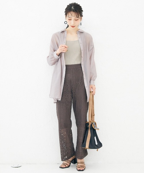 archives（アルシーヴ）の「backレイヤードスリットシャツ（シャツ/ブラウス・レディース・ブラウン/グリーン/アイボリー/ラベンダー/モカ・MEDIUM）」の20枚目の写真