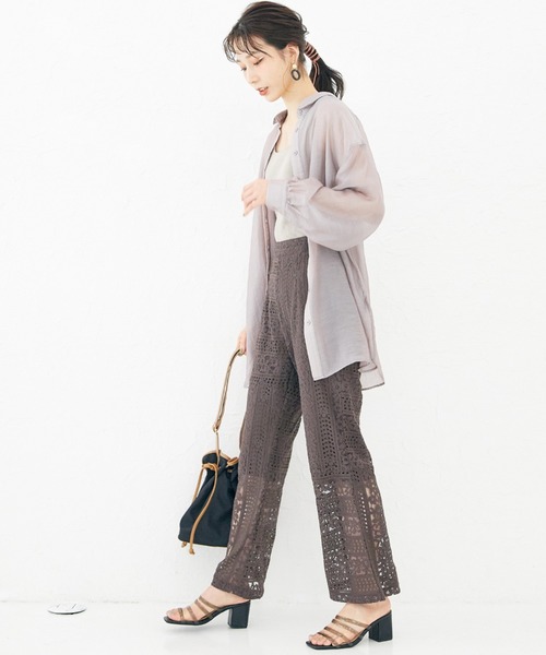 archives（アルシーヴ）の「backレイヤードスリットシャツ（シャツ/ブラウス・レディース・ブラウン/グリーン/アイボリー/ラベンダー/モカ・MEDIUM）」の19枚目の写真