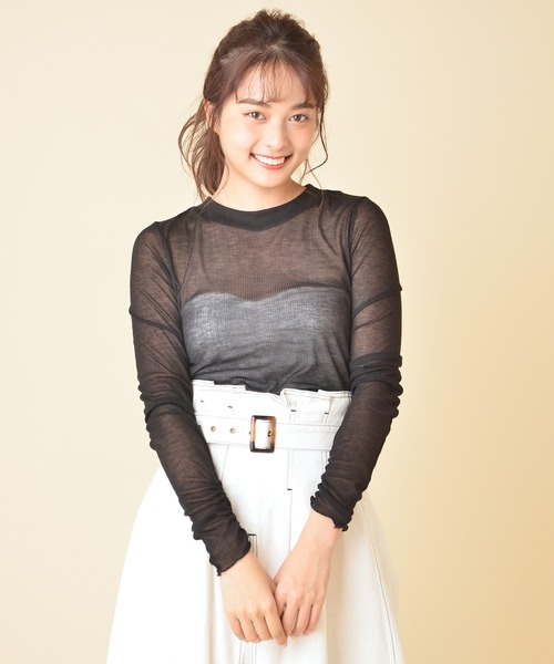 MIIA（ミーア）の「シアーインナートップス（Tシャツ/カットソー・レディース・オフホワイト/パープル/ブルー/ブラック・FREE）」の3枚目の写真