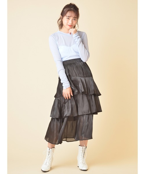 MIIA（ミーア）の「シアーインナートップス（Tシャツ/カットソー・レディース・オフホワイト/パープル/ブルー/ブラック・FREE）」の7枚目の写真