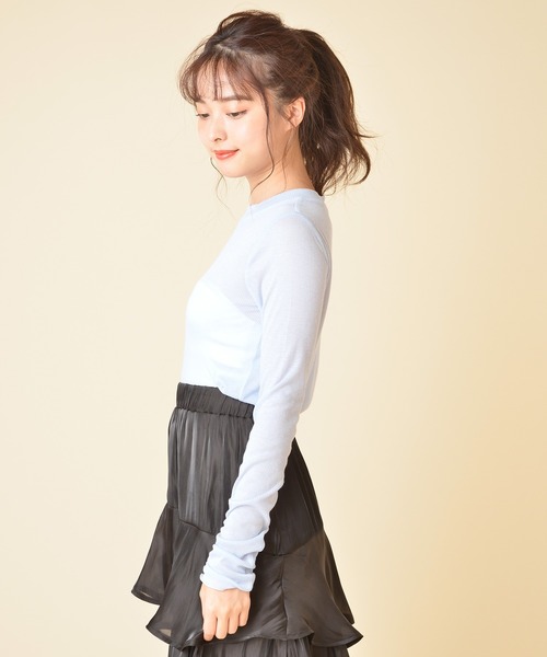 MIIA（ミーア）の「シアーインナートップス（Tシャツ/カットソー・レディース・オフホワイト/パープル/ブルー/ブラック・FREE）」の6枚目の写真