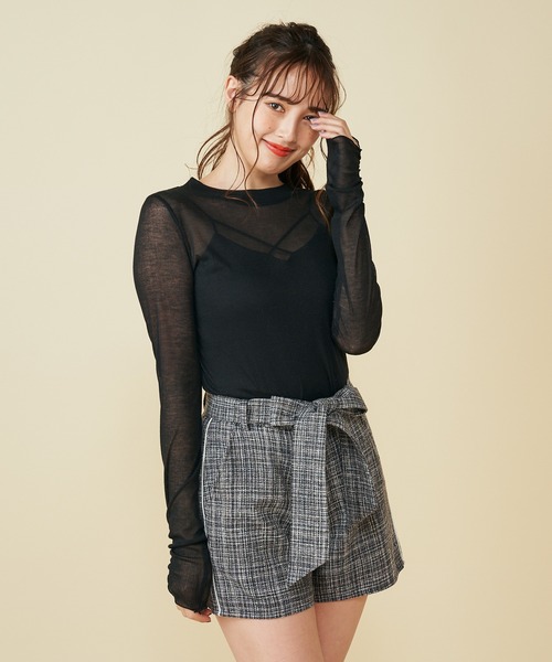 MIIA（ミーア）の「シアーインナートップス（Tシャツ/カットソー・レディース・オフホワイト/パープル/ブルー/ブラック・FREE）」の8枚目の写真