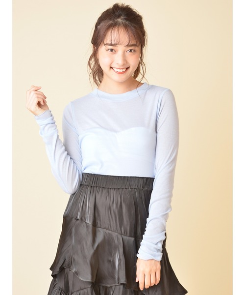 MIIA（ミーア）の「シアーインナートップス（Tシャツ/カットソー・レディース・オフホワイト/パープル/ブルー/ブラック・FREE）」の18枚目の写真