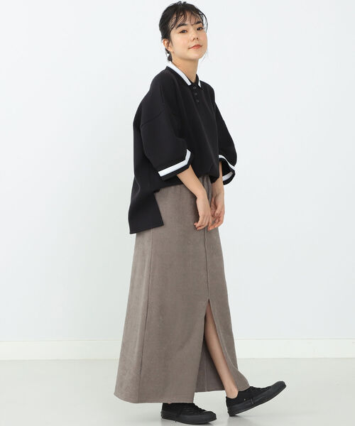 CAROLINA GLASER（カロリナ グレイサー）の「CAROLINA GLASER / ライン入り ポロシャツ（ポロシャツ・レディース・オフホワイト/ブラック・ONE SIZE）」の7枚目の写真