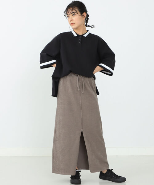 CAROLINA GLASER（カロリナ グレイサー）の「CAROLINA GLASER / ライン入り ポロシャツ（ポロシャツ・レディース・オフホワイト/ブラック・ONE SIZE）」の8枚目の写真