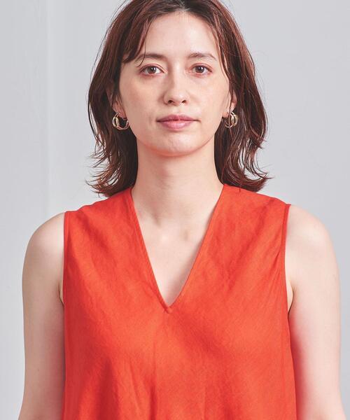 【美品】UNITED ARROWS アローズ　リネン　Vネック ワンピース 36 美品ユナイテッドアローズUNITEDARROWSリネンVネックワンピース