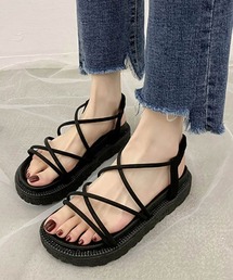 大人シルエット 厚底ストラップサンダル