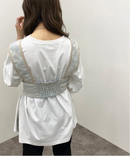 apres jour mignon(アプレジュールミニョン)の「パイピングジャガードビスチェ 【ZOZOTOWN限定アイテム】(その他トップス・レディース・ベージュ/サックスブルー・X-LARGE/フリー)」の11枚目の写真