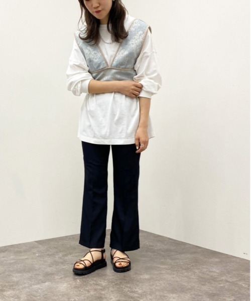 apres jour mignon(アプレジュールミニョン)の「パイピングジャガードビスチェ 【ZOZOTOWN限定アイテム】(その他トップス・レディース・ベージュ/サックスブルー・X-LARGE/フリー)」の6枚目の写真
