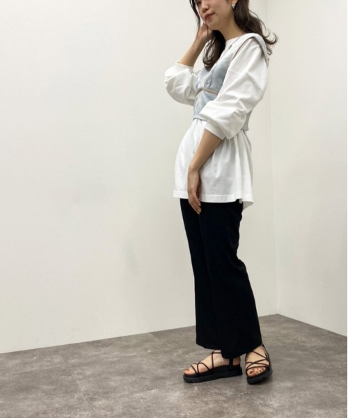 apres jour mignon(アプレジュールミニョン)の「パイピングジャガードビスチェ 【ZOZOTOWN限定アイテム】(その他トップス・レディース・ベージュ/サックスブルー・X-LARGE/フリー)」の8枚目の写真