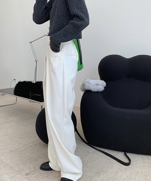 chuclla（チュクラ）の「【chuclla】【2021/SS】Tuck high-waist pants chw1482（スラックス・レディース・ホワイト/ブラック・S/M/L）」の8枚目の写真