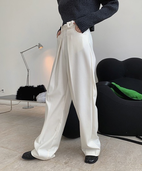 chuclla（チュクラ）の「【chuclla】【2021/SS】Tuck high-waist pants chw1482（スラックス・レディース・ホワイト/ブラック・S/M/L）」の10枚目の写真