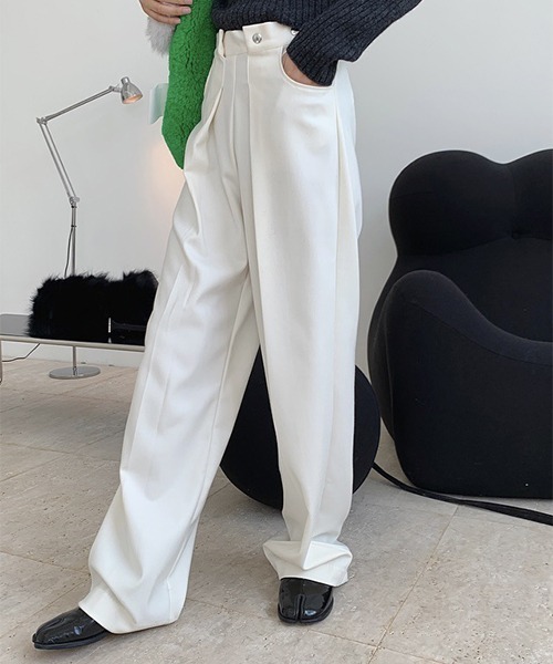 chuclla（チュクラ）の「【chuclla】【2021/SS】Tuck high-waist pants chw1482（スラックス・レディース・ホワイト/ブラック・S/M/L）」の16枚目の写真