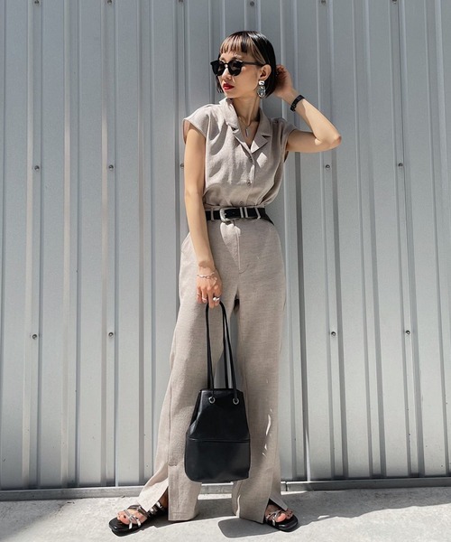 PAGEBOY（ページボーイ）の「リネンライクカイキンフレンチスリーブシャツ（シャツ/ブラウス・レディース・ベージュ系その他/オリーブ/ブラック・FREE）」の7枚目の写真