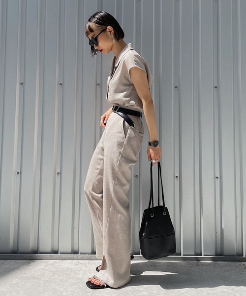 PAGEBOY（ページボーイ）の「リネンライクカイキンフレンチスリーブシャツ（シャツ/ブラウス・レディース・ベージュ系その他/オリーブ/ブラック・FREE）」の8枚目の写真