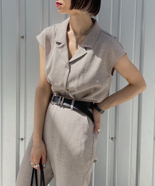 PAGEBOY（ページボーイ）の「リネンライクカイキンフレンチスリーブシャツ（シャツ/ブラウス・レディース・ベージュ系その他/オリーブ/ブラック・FREE）」の5枚目の写真