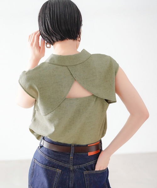 PAGEBOY（ページボーイ）の「リネンライクカイキンフレンチスリーブシャツ（シャツ/ブラウス・レディース・ベージュ系その他/オリーブ/ブラック・FREE）」の21枚目の写真