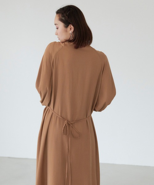 forksy.】レース切り替えバンドカラーシャツワンピース forksy