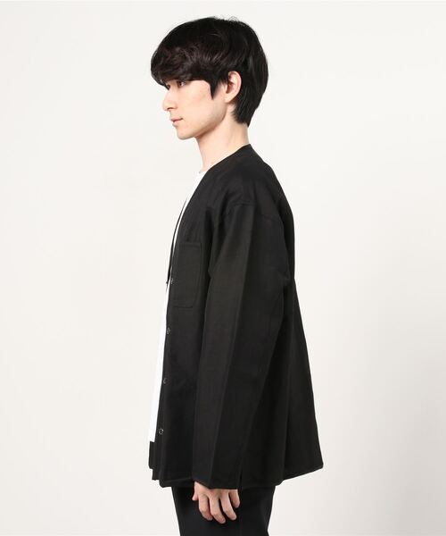 PORT BY ARK（ポートバイアーク）の「PORT BY ARK / ポートバイアーク：Hunting shirts jacket -linen viscose stretch-：PO09-SH002[COR]（カーディガン/ボレロ・メンズ・ブラウン/ブラック・2）」の5枚目の写真