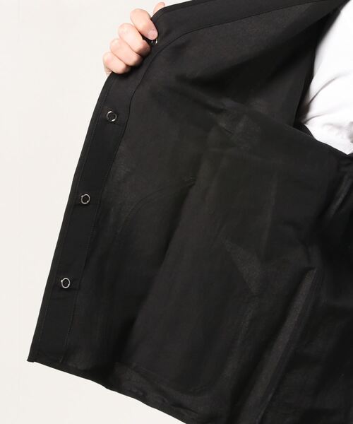 PORT BY ARK（ポートバイアーク）の「PORT BY ARK / ポートバイアーク：Hunting shirts jacket -linen viscose stretch-：PO09-SH002[COR]（カーディガン/ボレロ・メンズ・ブラウン/ブラック・2）」の4枚目の写真