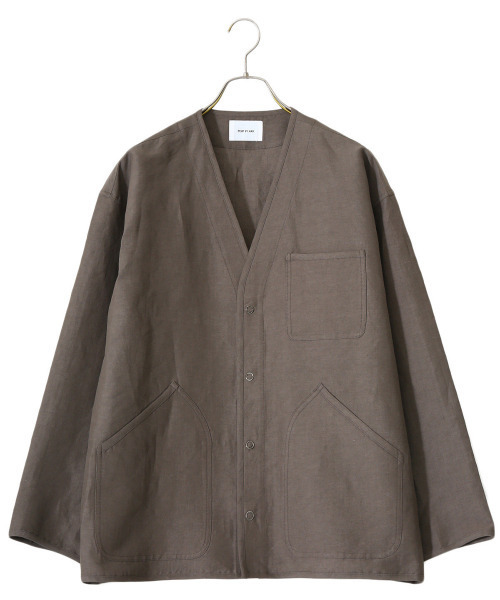 PORT BY ARK（ポートバイアーク）の「PORT BY ARK / ポートバイアーク：Hunting shirts jacket -linen viscose stretch-：PO09-SH002[COR]（カーディガン/ボレロ・メンズ・ブラウン/ブラック・2）」の6枚目の写真