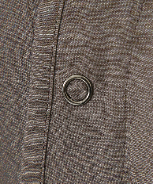 PORT BY ARK（ポートバイアーク）の「PORT BY ARK / ポートバイアーク：Hunting shirts jacket -linen viscose stretch-：PO09-SH002[COR]（カーディガン/ボレロ・メンズ・ブラウン/ブラック・2）」の7枚目の写真